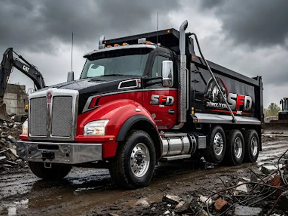 Camion de démolition SFD Inc. sur un chantier